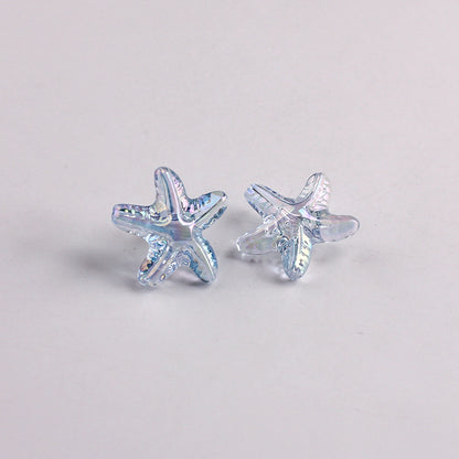 Plating Transparent Starfish Acrylic Beads 19mm Assorted Colors 100pcs 9