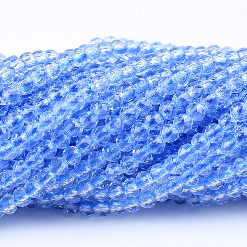 Transparent Disc Seed Glass Beads 2mm Glossy Blue Tones 360pcs 2 Strands 40