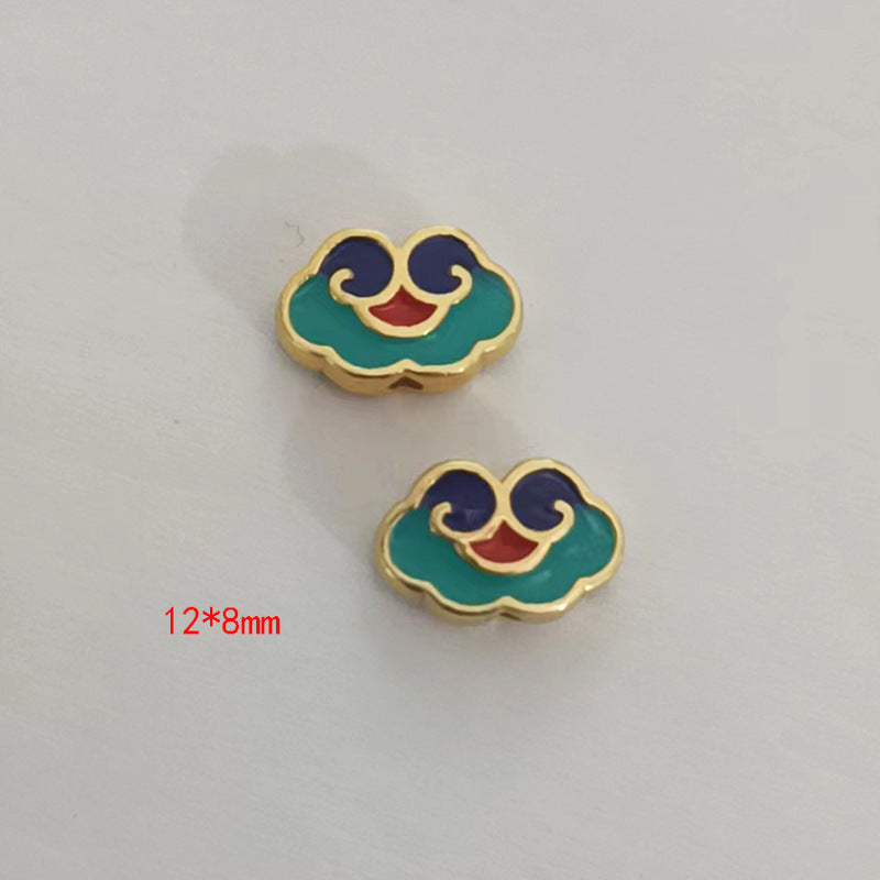 Cloud Metal Beads 14*9 12*8 10*6mm Enamel Alloy 100pcs 17