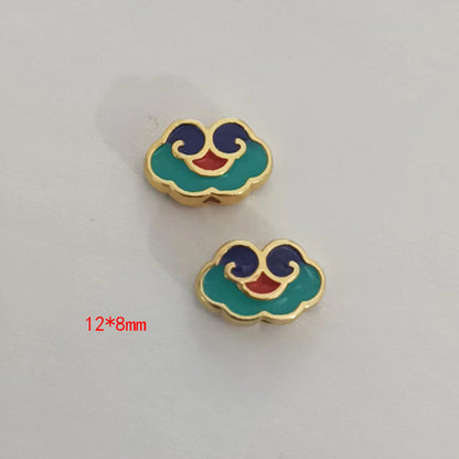 Cloud Metal Beads 14*9 12*8 10*6mm Enamel Alloy 100pcs 17