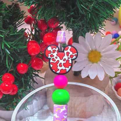 Silicone Focal Beads Mickey Head Multi-Color Spotted Pattern 20pcs 7