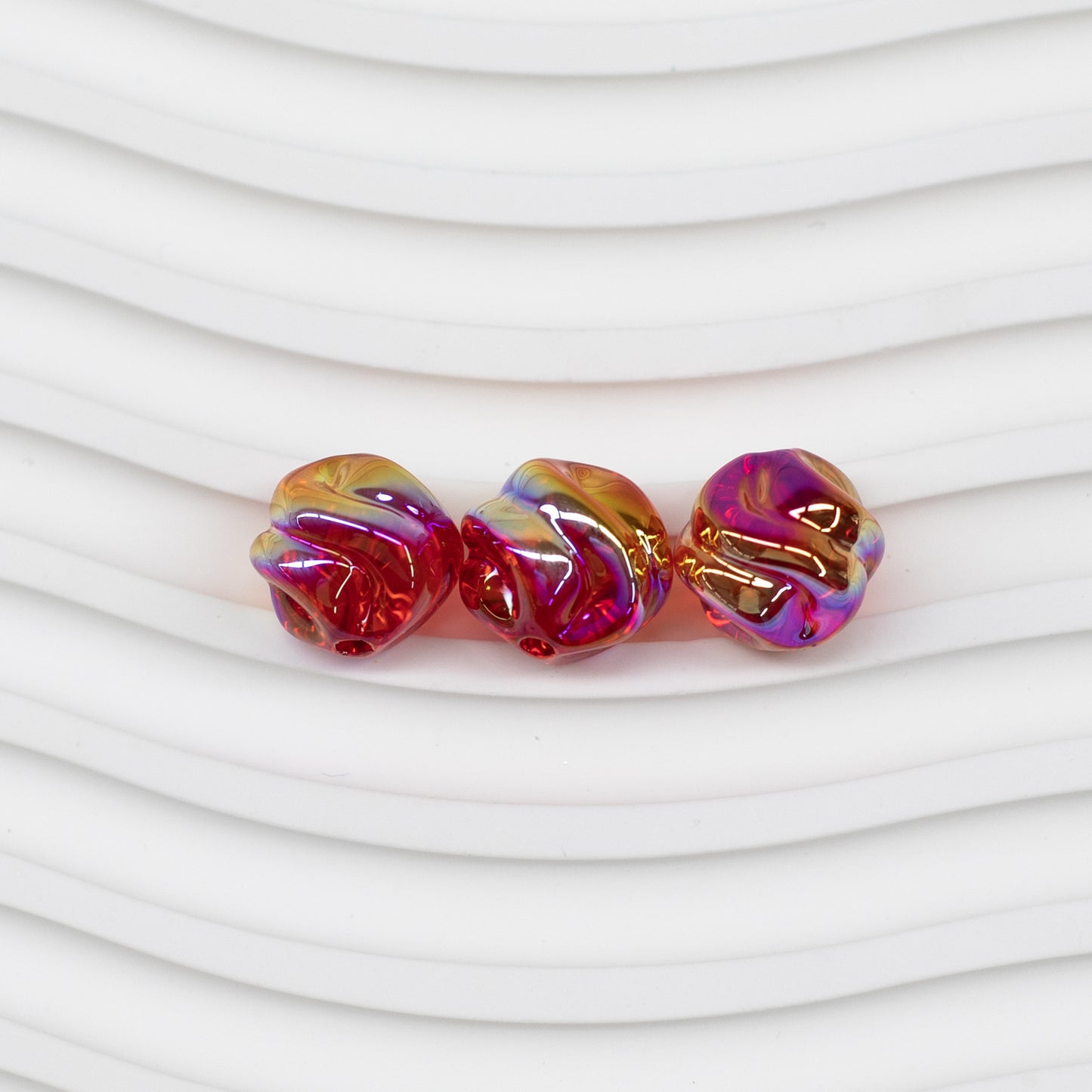 Transparent Twist Acrylic Beads 15mm 16mm Plated Assorted 20pcs 19