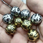 Plating Round Acrylic Beads 16mm Metallic Leopard Print 100pcs