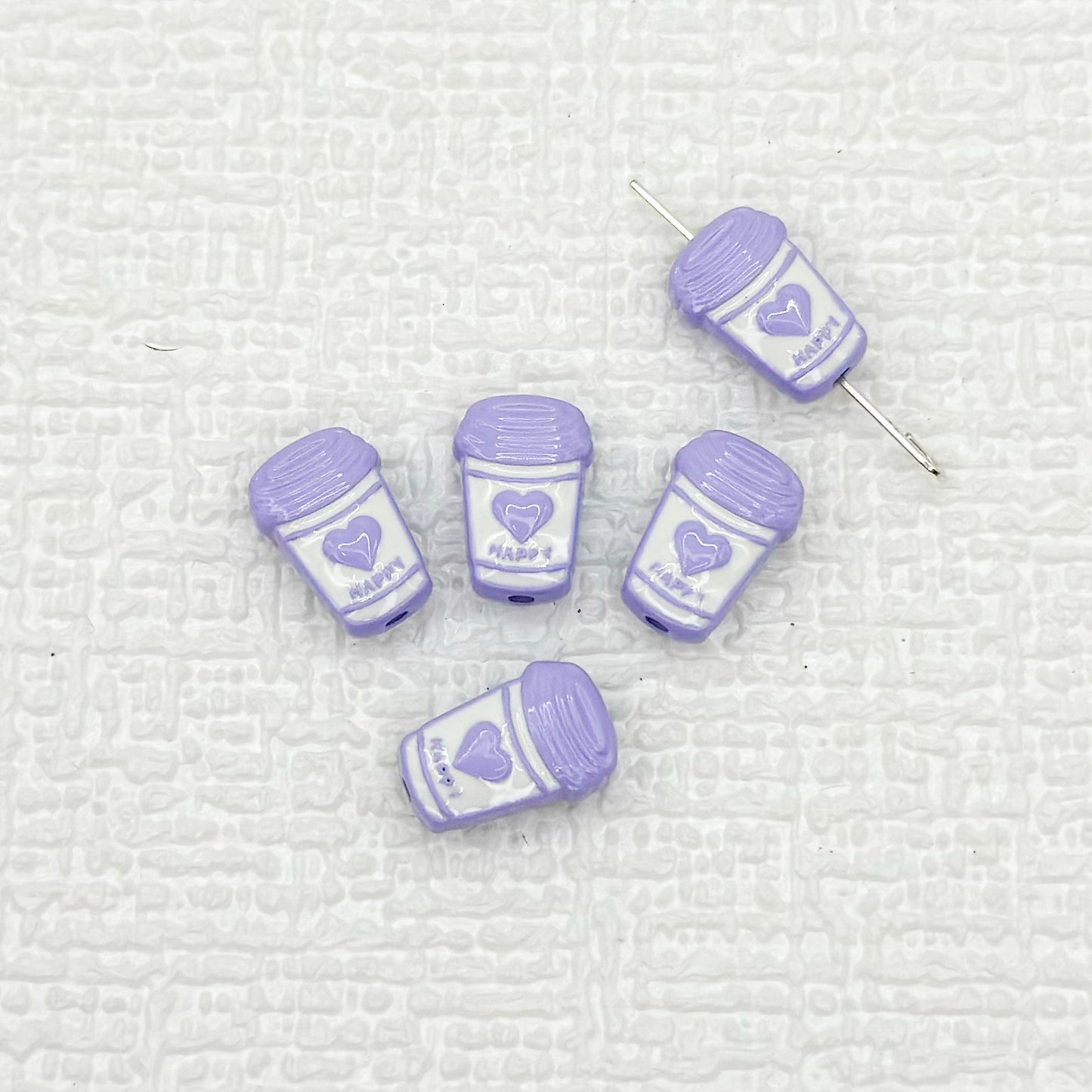 Baking Painted Metal Beads 14mm Milk Tea Mini Cup Design 10pcs 10