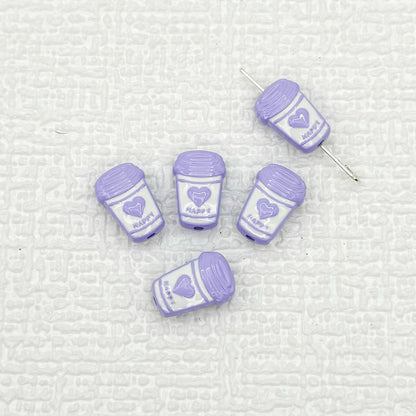 Baking Painted Metal Beads 14mm Milk Tea Mini Cup Design 10pcs 10