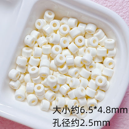 Solid Color Cylindrical Pony Beads Acrylic 6mm 50pcs 8