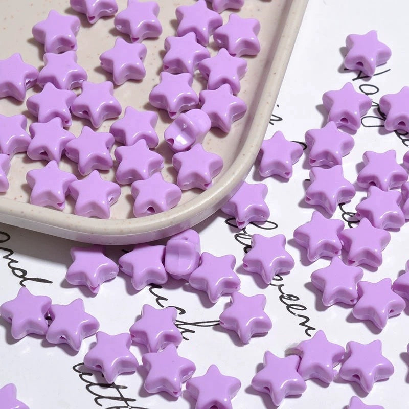 Glow Star Acrylic Beads 11mm Glossy Vibrant Colors 50pcs 2
