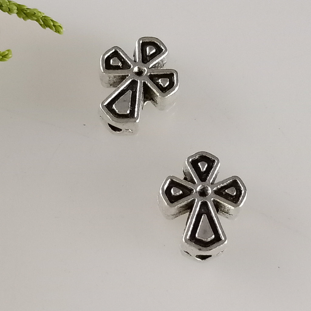 Cross Metal Beads 10x12mm Antique Silver Tone Zinc Alloy 100pcs 3