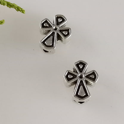Cross Metal Beads 10x12mm Antique Silver Tone Zinc Alloy 100pcs 3