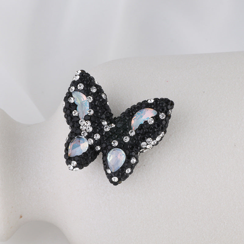 Polymer Clay Butterfly Rhinestone Beads 36mm Napal Style 2pcs 11