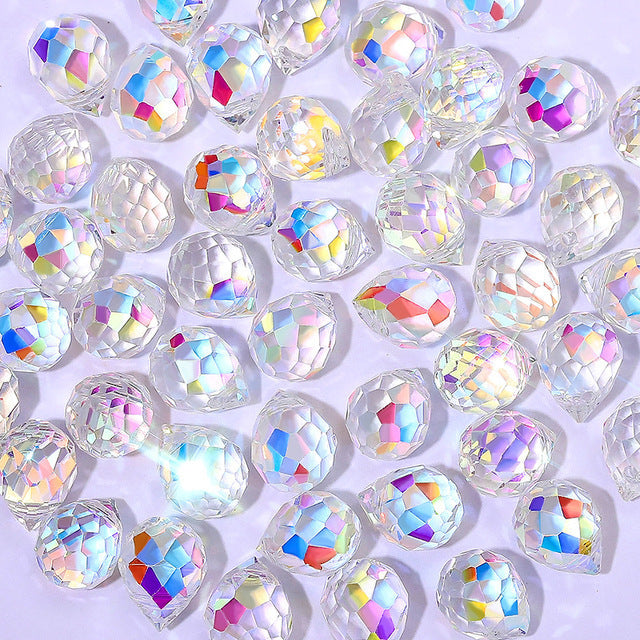 Electroplated Faceted Glass Beads 4-10mm Aurora AB Double-Sided Colors 15