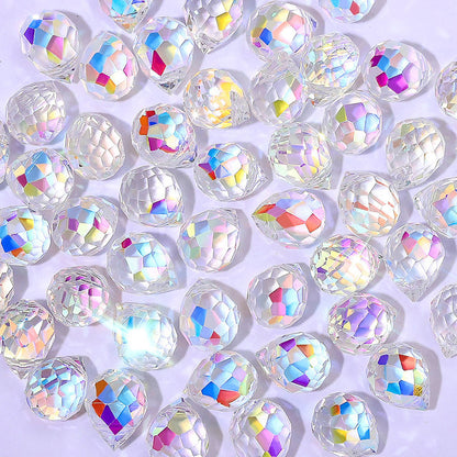 Electroplated Faceted Glass Beads 4-10mm Aurora AB Double-Sided Colors 15