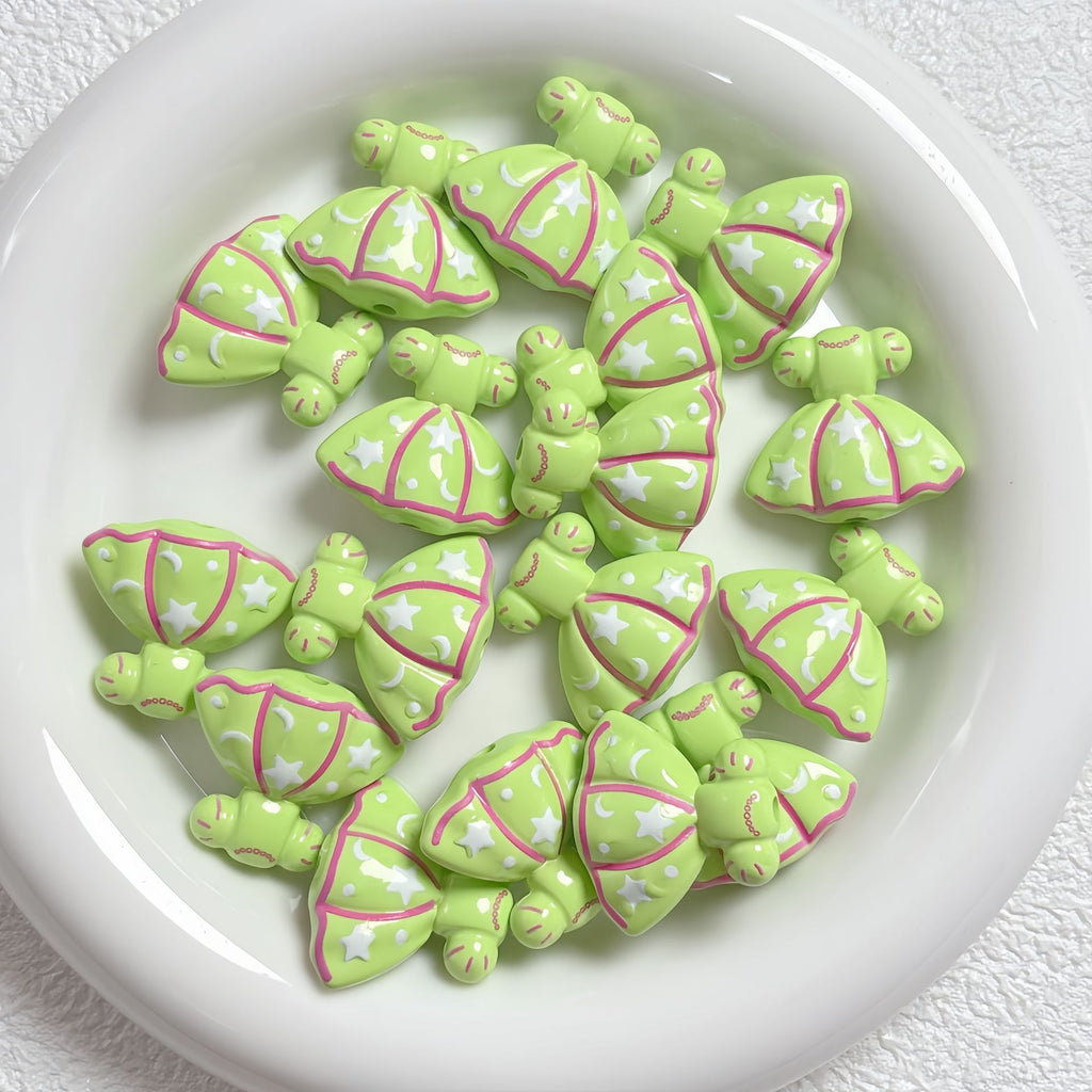 Painted Dress Acrylic Beads 26mm Colorful Assorted 5pcs 4