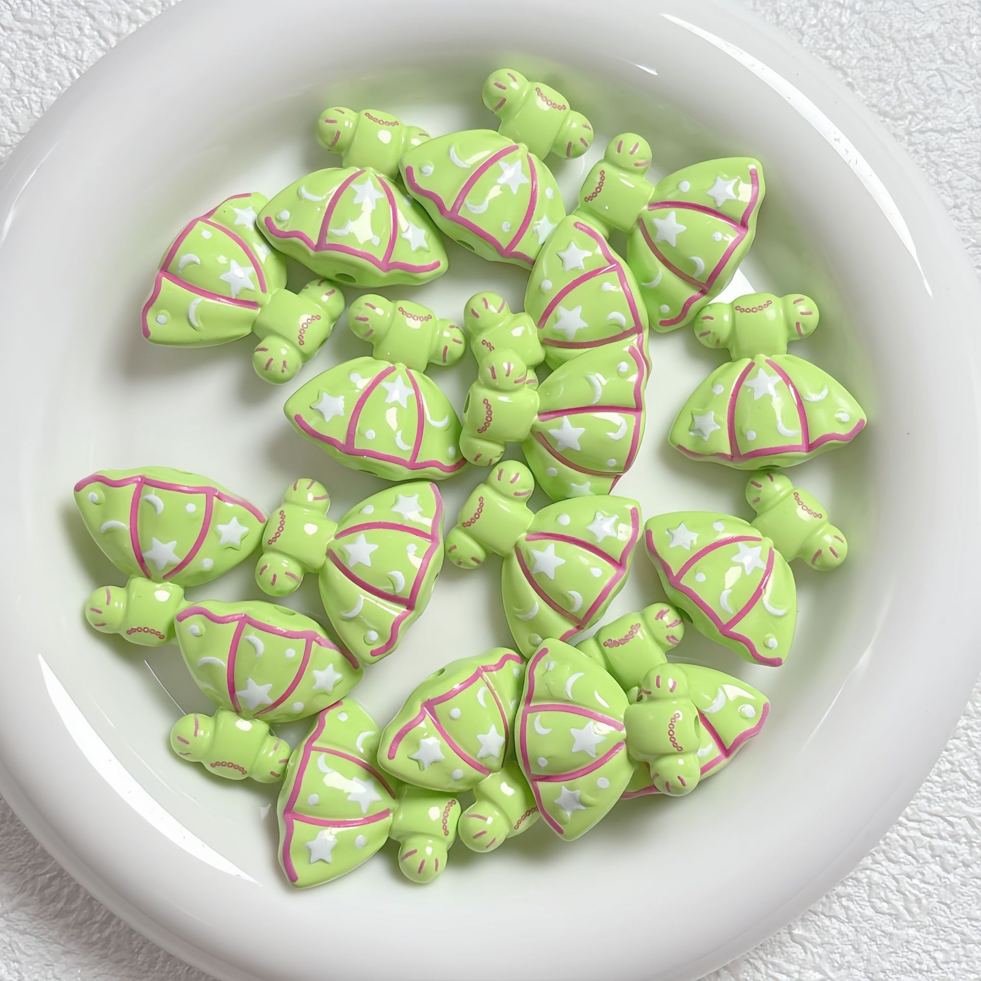 Painted Dress Acrylic Beads 26mm Colorful Assorted 5pcs 4