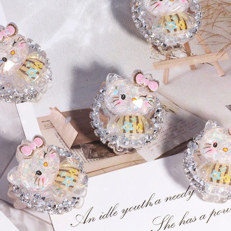 Polymer Clay Rhinestone Beads 29mm Glitter Sanri Character 5pcs 2