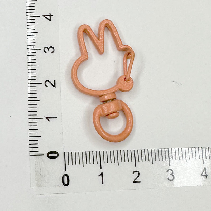 Spray Painted Bunny Head Zinc Alloy Buckle Keychain Clasps 20pcs 20