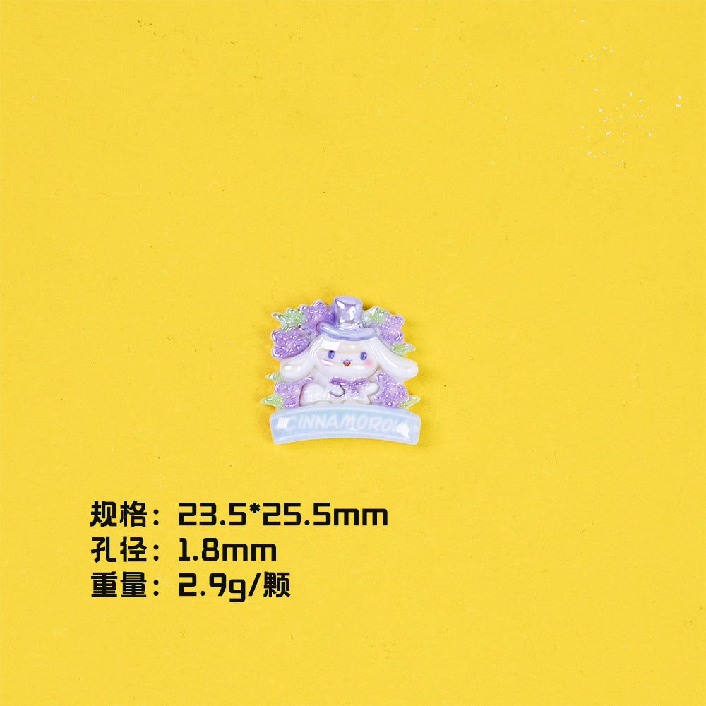 Glossy Sanrio Wreath Resin Beads Playful Pastel Floral 10pcs 9
