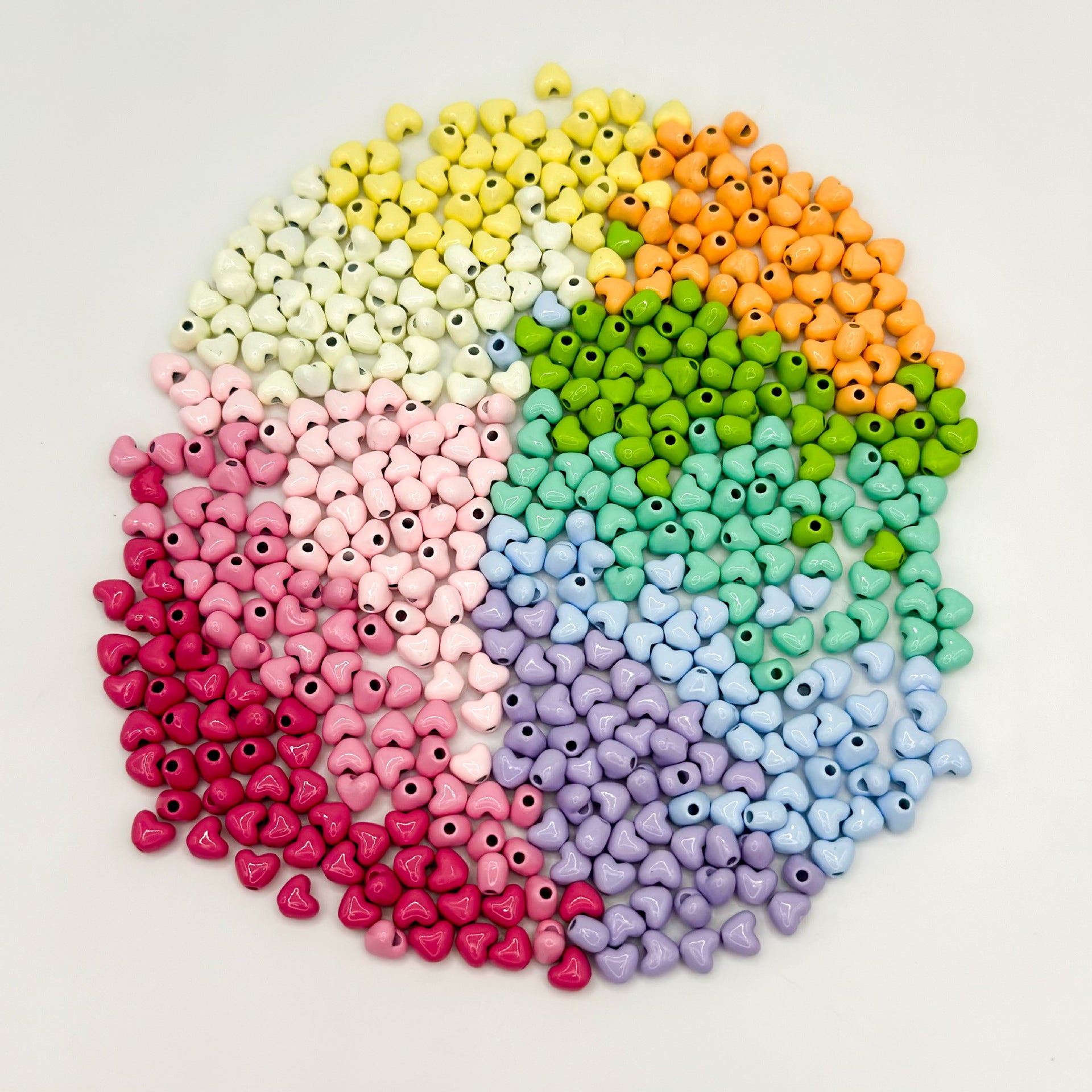 Heart Metal Beads 6mm Puffy Glossy Pastel Colors 50pcs 4