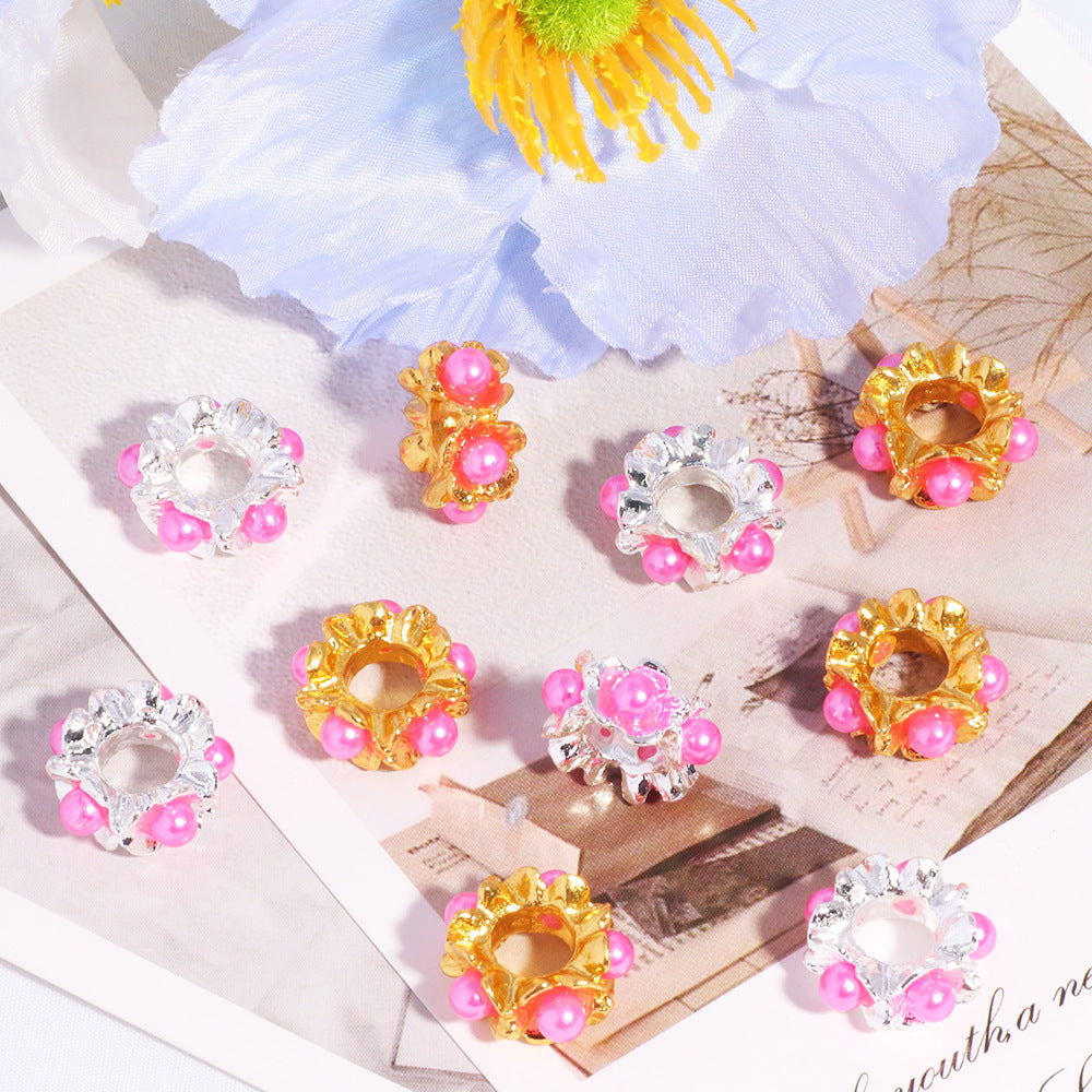 Alloy Mini Pearl Inlaid Spacer Beads 15mm 10pcs 6