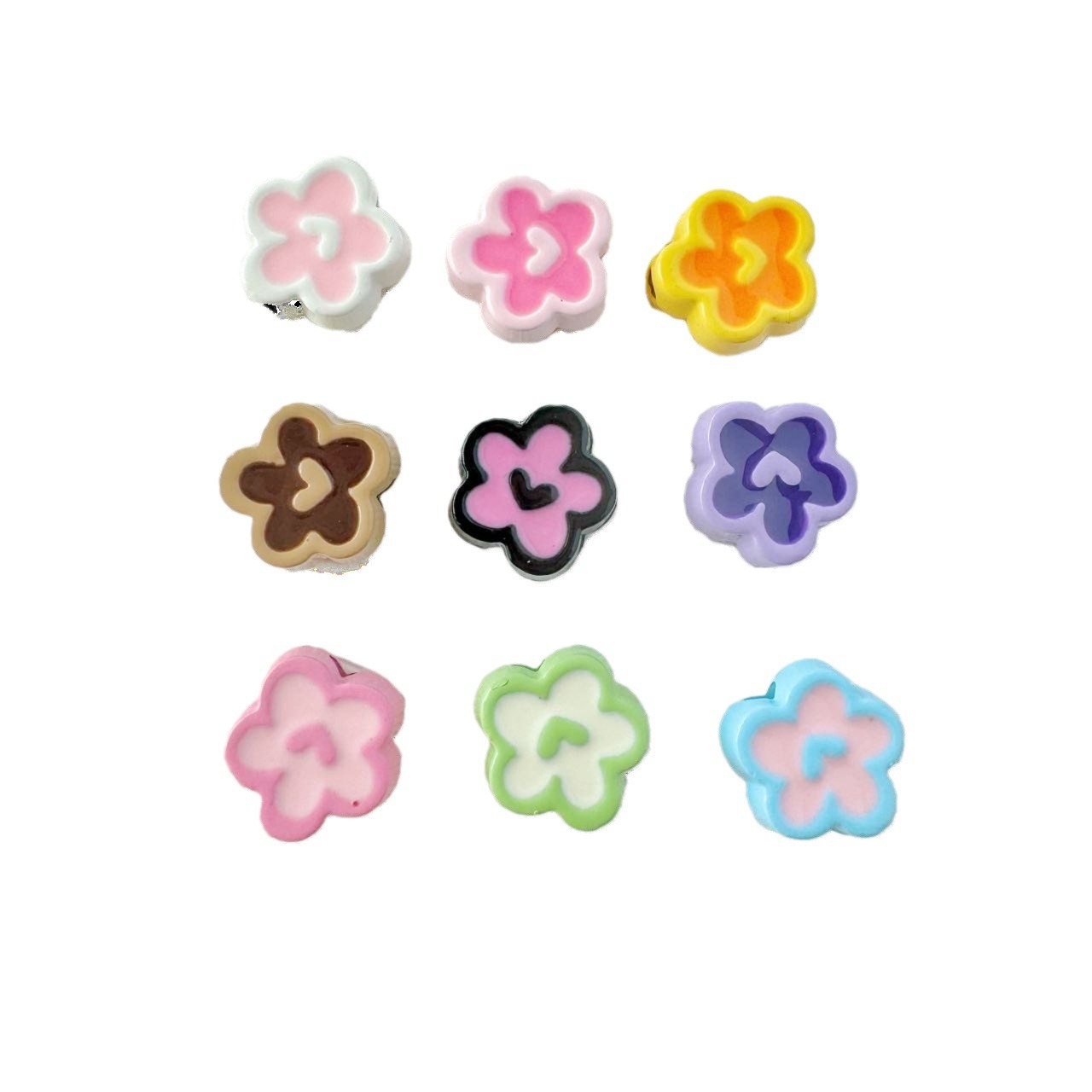 Spoon and Flower Metal Beads 15mm and 9mm Baking Painted 20pcs 5