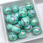 Plating Round Acrylic Beads 16mm UV Tennis Design 100pcs 7