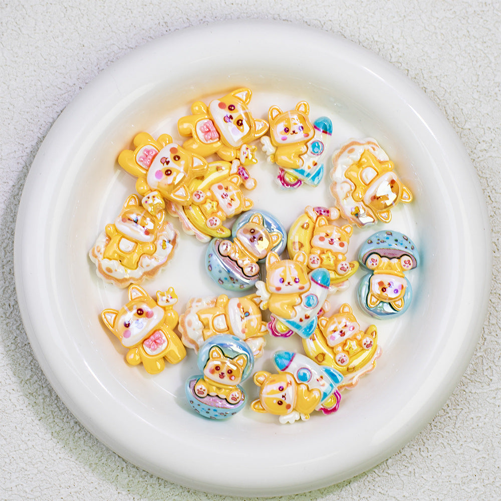 Plating Cute Corgi Resin Beads Glossy Honey Tone 10pcs 4