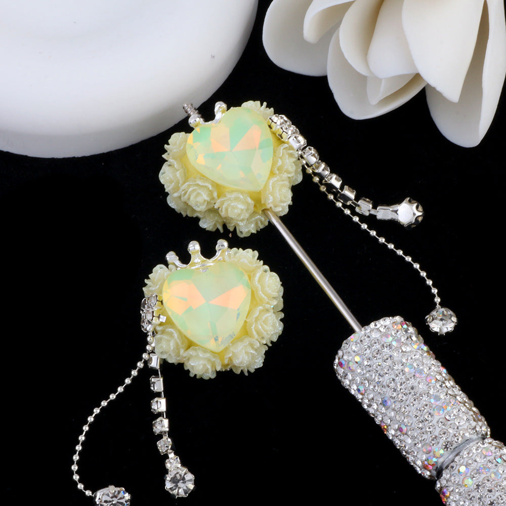 Tassel Rose Heart Clay Beads 25mm Colorful Polymer 2pcs 12
