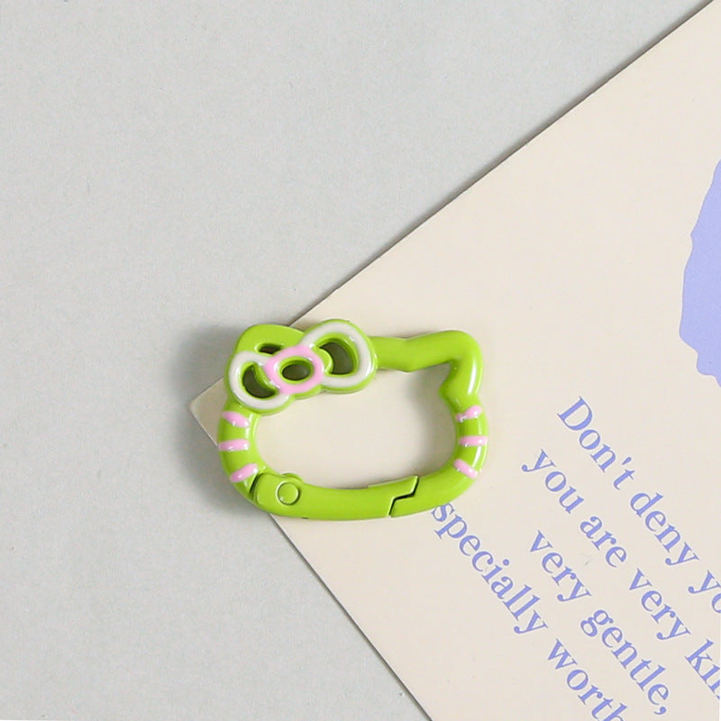 Zinc Alloy Kitty Trigger Spring Keyrings Painted Colorful 6pcs 12