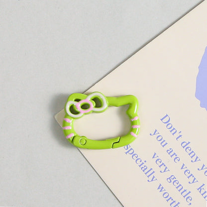 Zinc Alloy Kitty Trigger Spring Keyrings Painted Colorful 6pcs 12