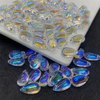 Czech Glass Beads Teardrop 8mm 14mm Glossy Purple Pink Iridescent 100pcs 3