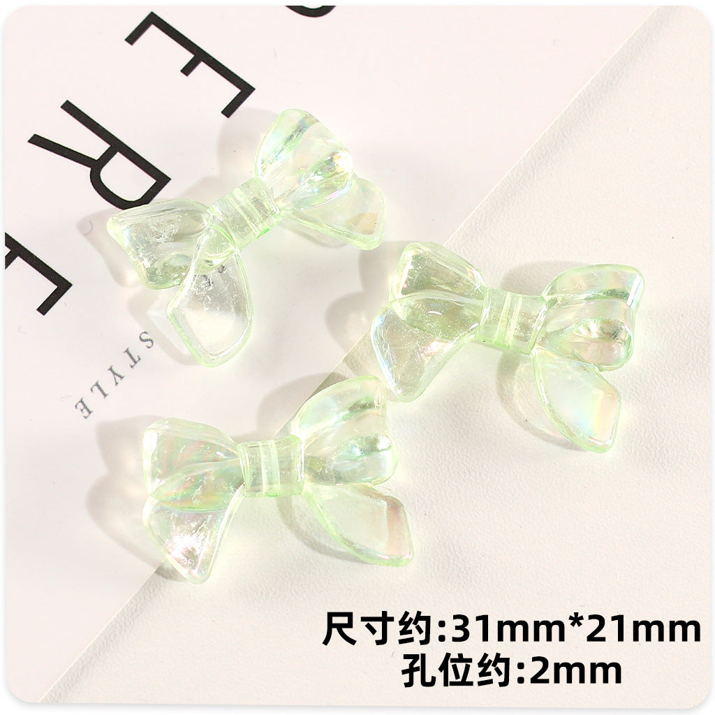 Transparent Bow Acrylic Beads 31mm AB Colored Plating 1pc 13