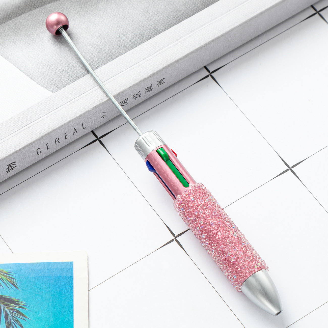 Beadable Pen Four Color Plastic Sugar Bead Design 4 In 1 12