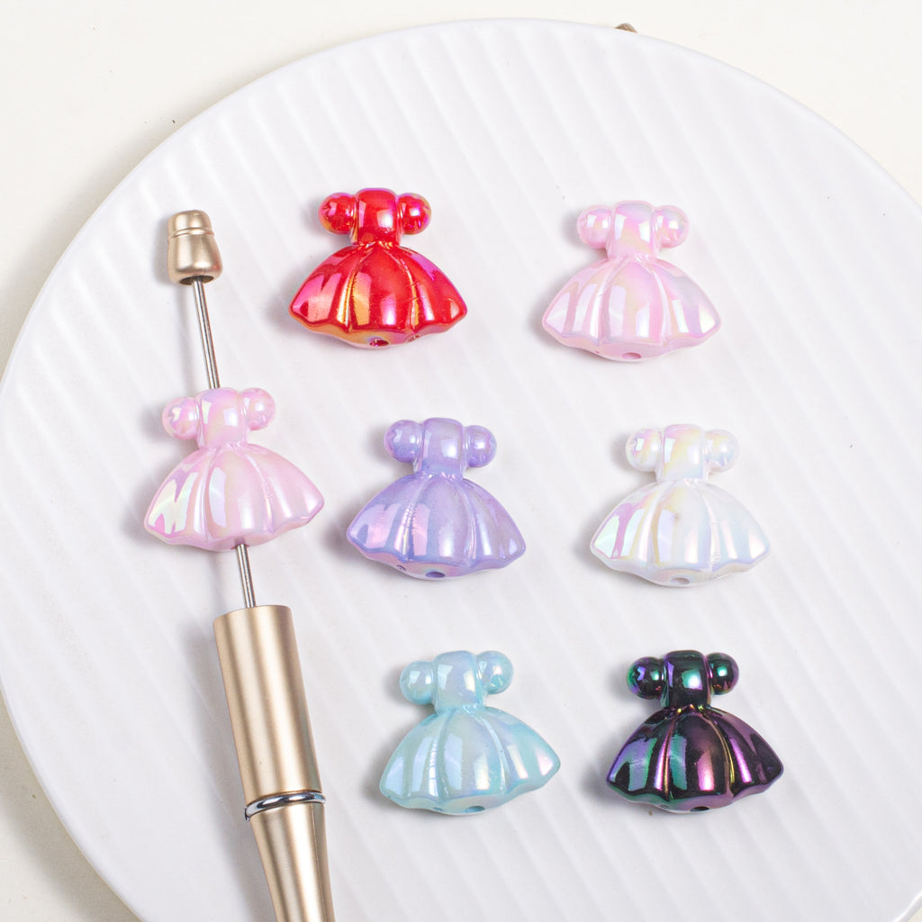 UV Plating Skirt Acrylic Beads 26mm Colorful Shimmering 20pcs 6