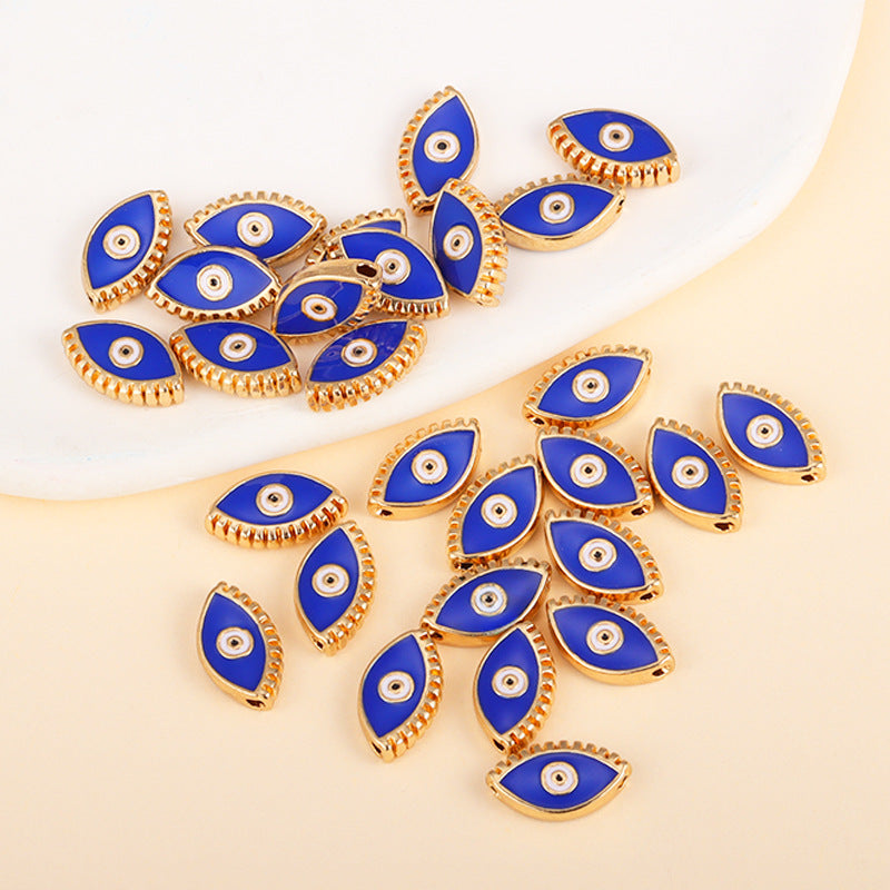 Irregular Shaped Metal Beads Double-Sided Enamel Evil Eye 20pcs 23
