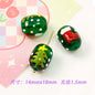 Lampwork Glass Beads Oval Cylindrical Hand Painted Christmas Theme 10pcs 12