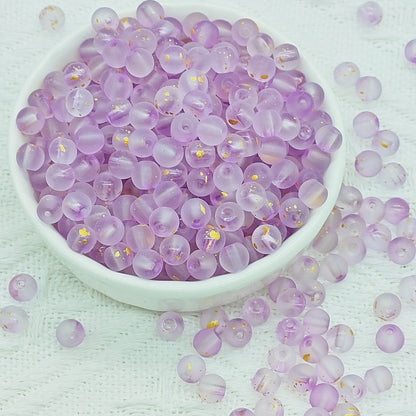 Frosted Round Glass Beads 6mm Pastel Colors with Gold Flecks 50pcs 15