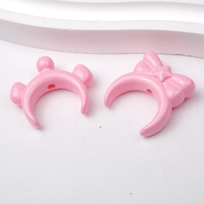 Glossy Painted Crescent Acrylic Beads 22-24mm Cartoon Hairband 50pcs 12