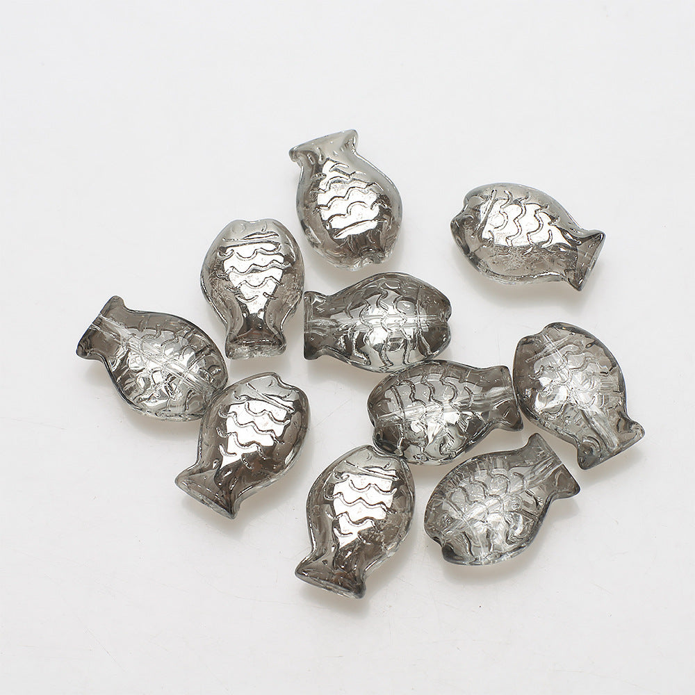 Electroplated Small Fish Glass Beads 10x14mm Translucent 30pcs 17