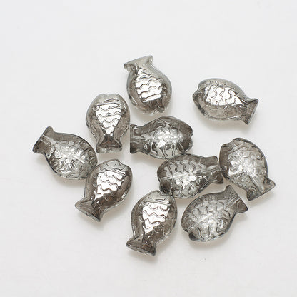 Electroplated Small Fish Glass Beads 10x14mm Translucent 30pcs 17