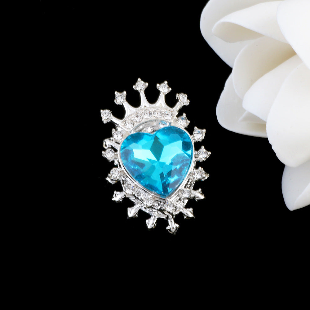 Heart Crown Rhinestone Beads Fancy Faceted Circle Badge 10pcs 10
