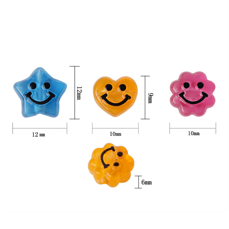 Glow Flat Smiley Star Heart Flower Acrylic Beads 10-12mm 100pcs 2