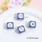 Plaid Sunflower Square Acrylic Beads 14mm Colorful Floral 10pcs 23