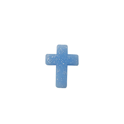 Silicone Focal Beads Cross Matte Speckled Glow in the Dark 20pcs 23