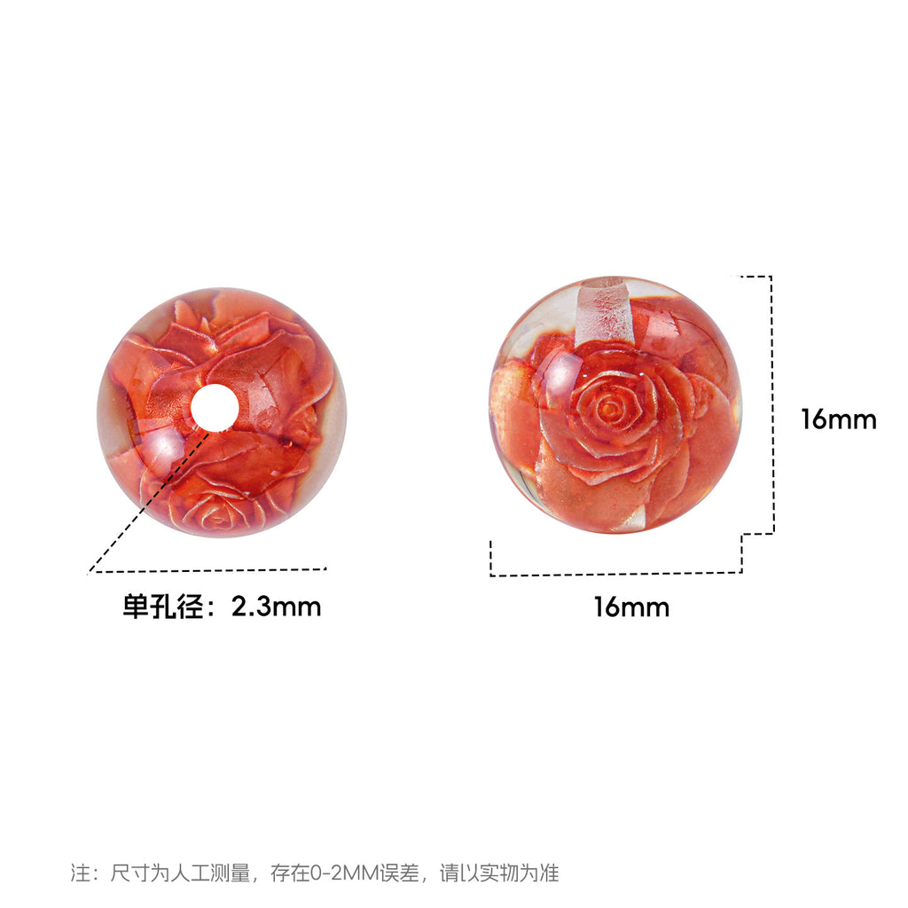 Blooming Flower Resin Beads 16mm Round Colorful 20pcs 2