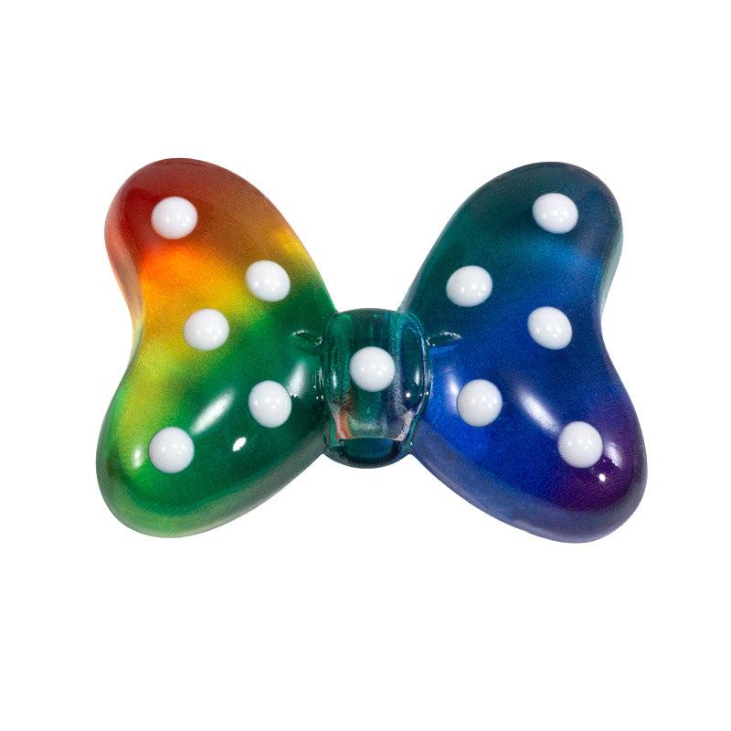 Sweet Polka Dotted Bow Acrylic Beads 29mm Colorful Mixed 10pcs 31