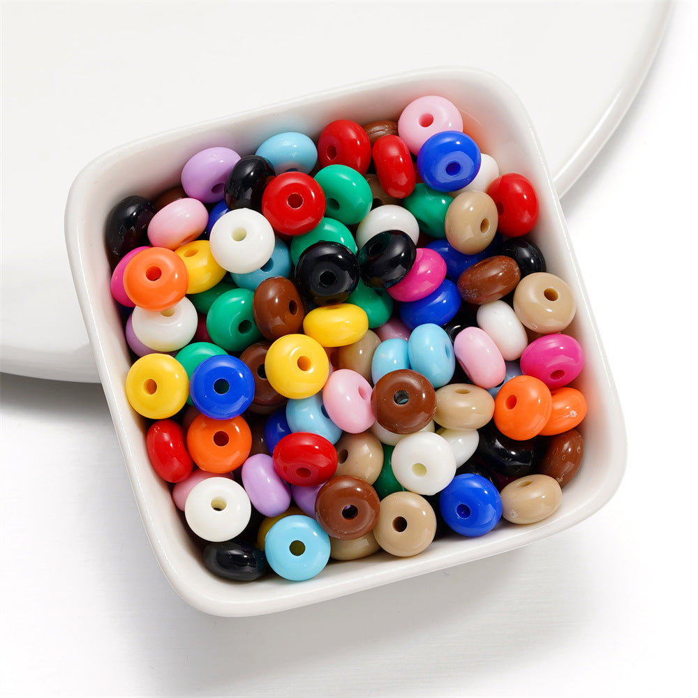 Acrylic Flat Spacer Beads 8mm Glossy Candy Color 100pcs 13