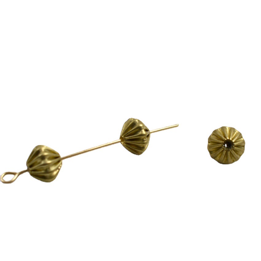 Brass Rhombus Metal Beads 4-9mm Wrinkle Striped 100pcs 4