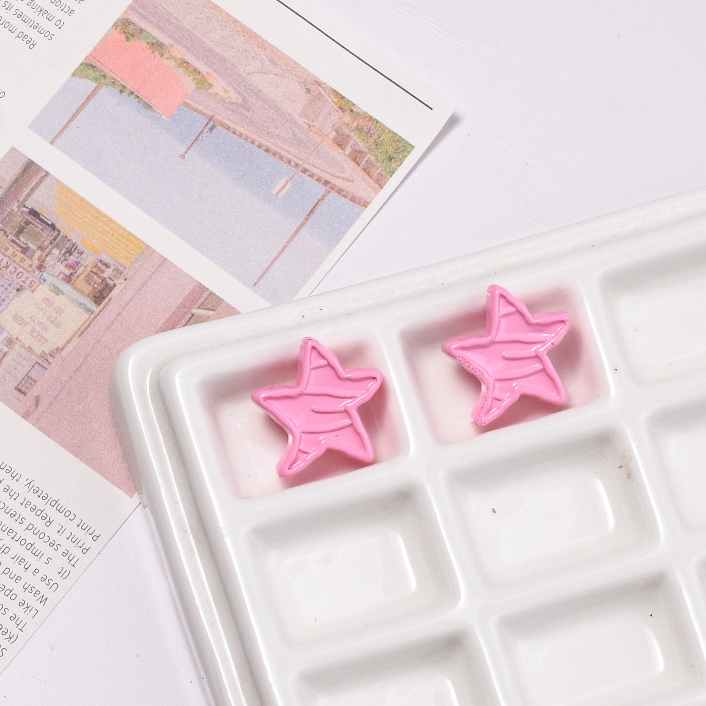 Colorful Recessed Star Acrylic Beads 17mm Mixed Colors 20pcs 12