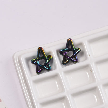 Plated Hollow Star Acrylic Beads 22mm Colorful Mixed 20pcs 10