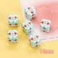 Plaid Sunflower Square Acrylic Beads 14mm Colorful Floral 10pcs 8